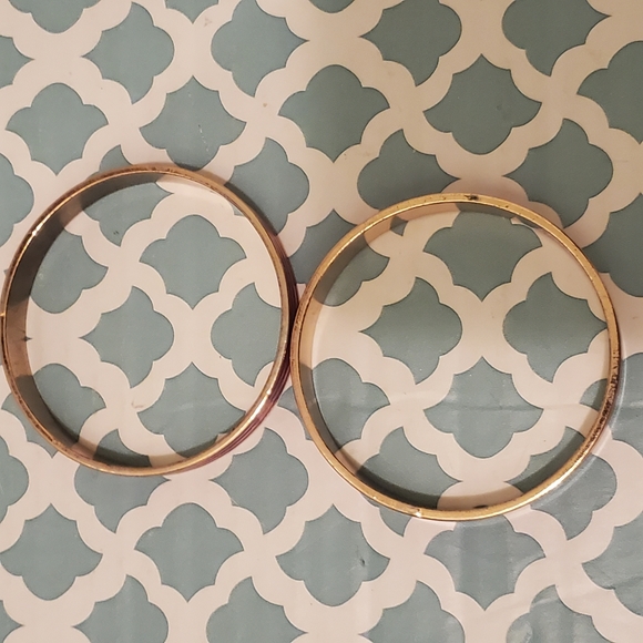 Oscar de la Renta Extraordinary Pink Enamel Gold plated 2 Bangle - Picture 3 of 7